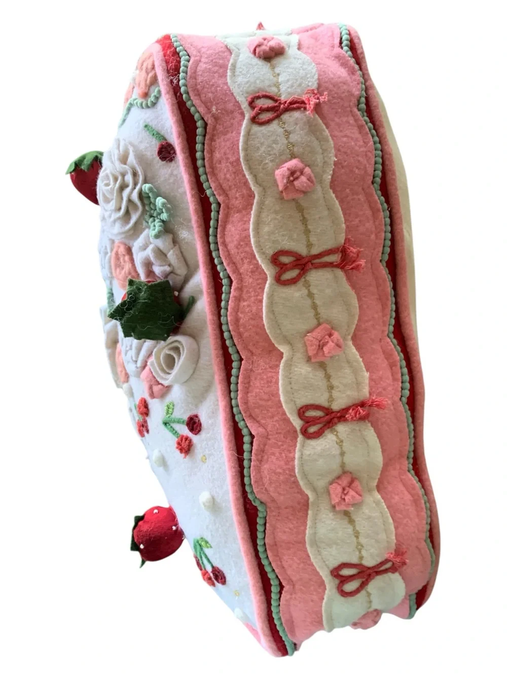 World Market Pink Multicolor Felt Cake Wedge Shaped Throw Pillow